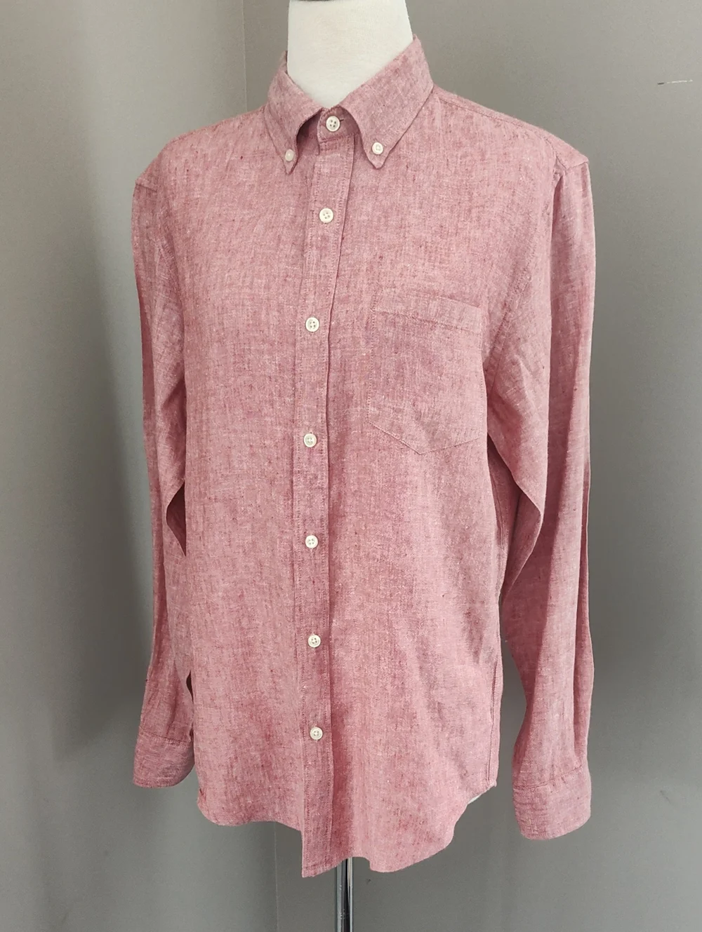 J. Crew Unisex Soft Heathered Red Linen Button-Down Shirt